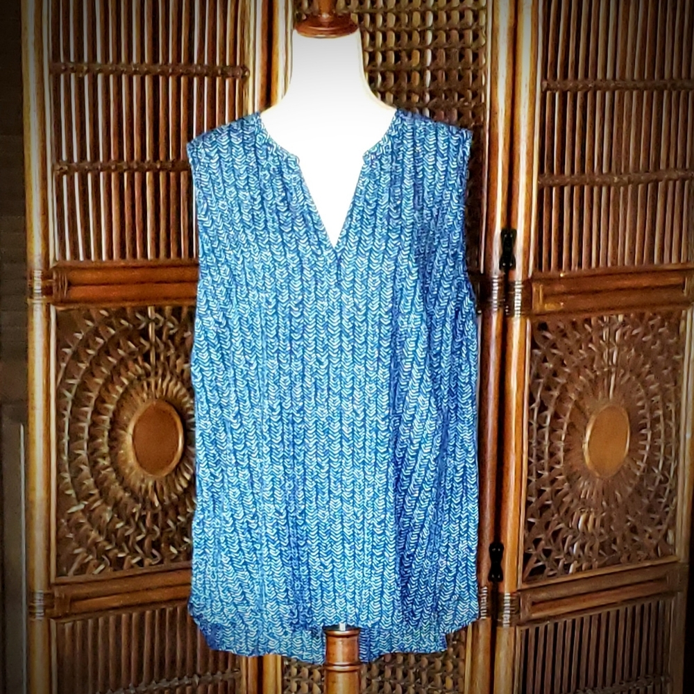EDDIE BAUER Sunrise Sleeveless Popover Batik Blouse NWT